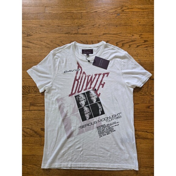 David Bowie x John Varvatos Men's Salt White Short Sleeve T-Shirt Sz Large